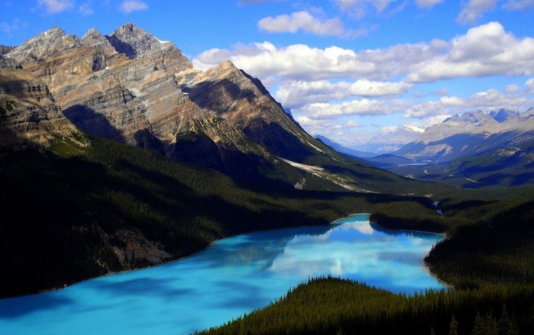 озеро, горы, лес, канада, альберта, lake, mountains, forest, canada, albert