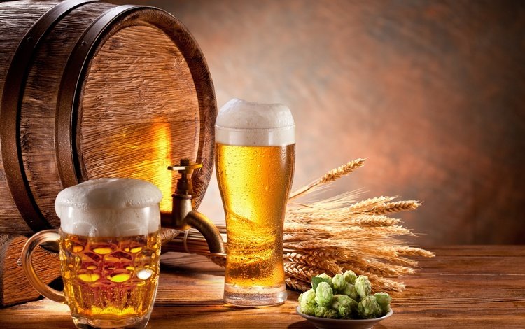 бокал, колосья, кружка, пиво, пена, бочка, светлое, glass, ears, mug, beer, foam, barrel, light