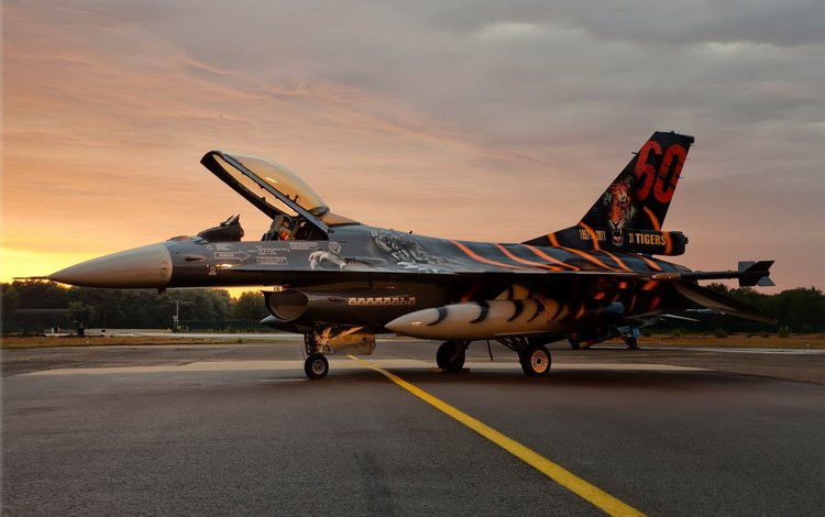 закат, самолет, истребитель, сражающийся сокол, f-16и, sunset, the plane, fighter, fighting falcon, f-16
