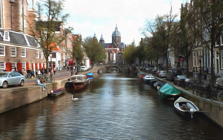 канал, нидерланды, амстердам, голландия, channel, netherlands, amsterdam, holland