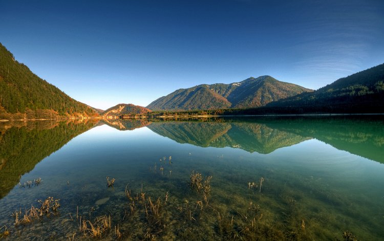 небо, вода, озеро, горы, прозрачность, the sky, water, lake, mountains, transparency