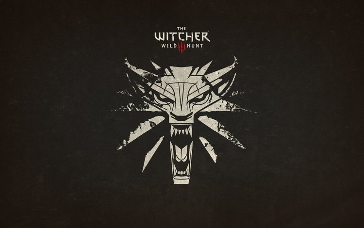 логотип the witcher 3 wild hunt с волчьим аму, logo the witcher 3 wild hunt wolf amu