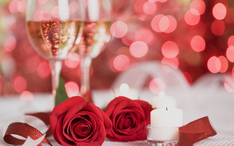 цветы, свечи, розы, красный, шампанское, flowers, candles, roses, red, champagne