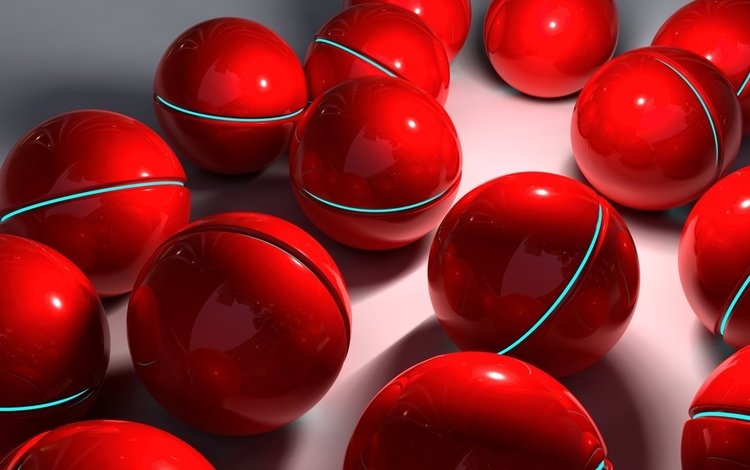 шары, красный, сфера, balls, red, sphere
