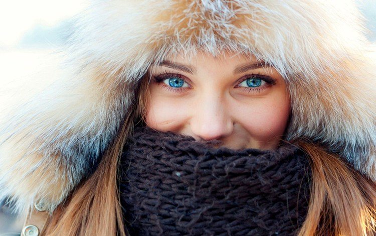 глаза, зима, девушка, лицо, голубые глаза, женщина, eyes, winter, girl, face, blue eyes, woman
