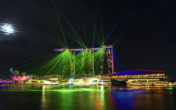 лазерное шоу, отель, сингапур, marina bay sands, laser show, the hotel, singapore