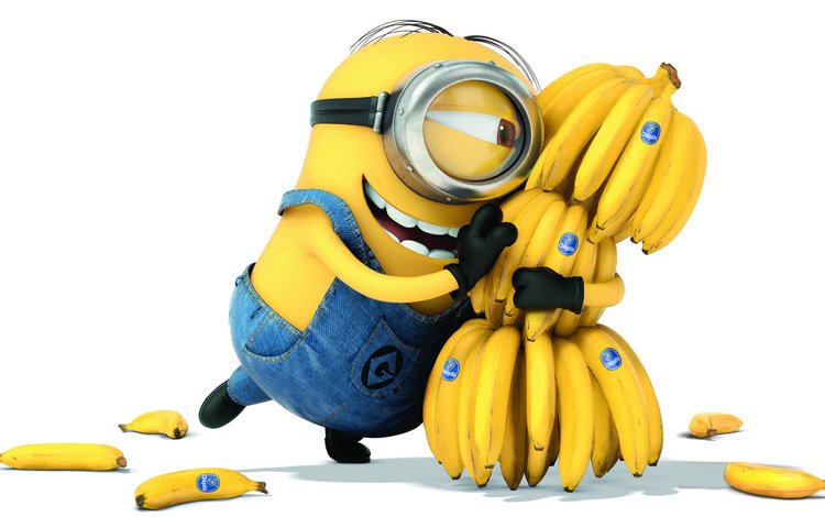 мультфильм, белый фон, бананы, позитив, миньон, гадкий я 2., cartoon, white background, bananas, positive, minion, despicable me 2.