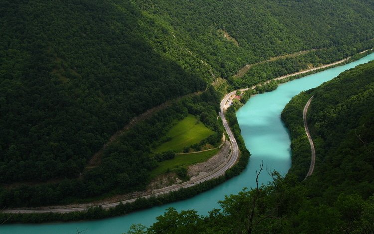 дорога, река, горы, зелень, изгиб, красота., река соча, road, river, mountains, greens, bending, beauty., the soča river