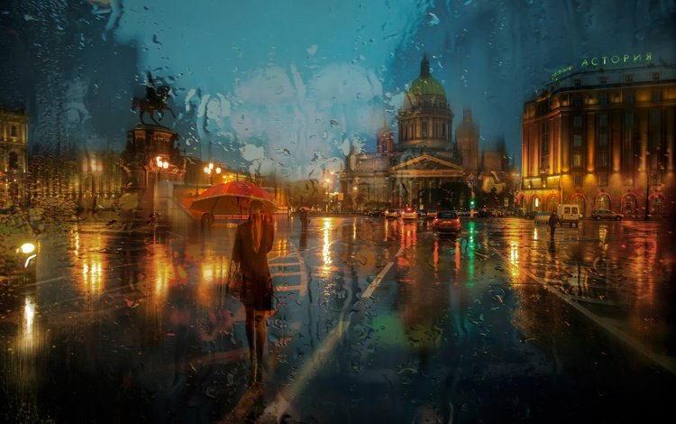 дождь, st petersburg, исаакиевская площадь, rain, st. isaac's square