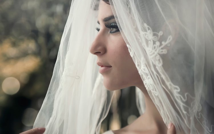 портрет, профиль, свадьба, невеста, фата, portrait, profile, wedding, the bride, veil
