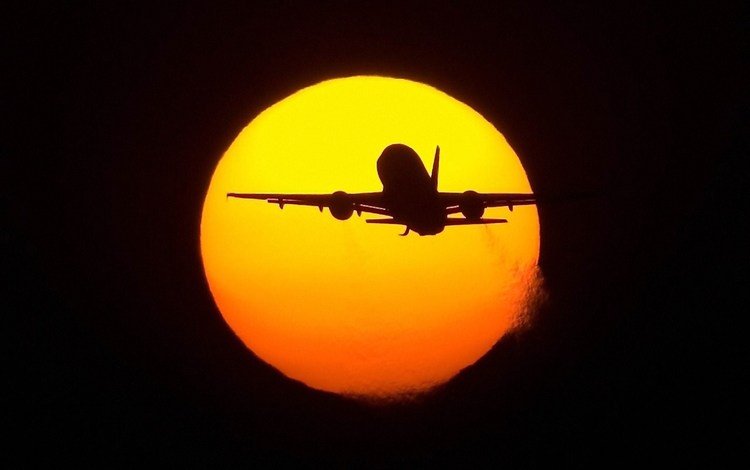 солнце, самолет, полет, the sun, the plane, flight