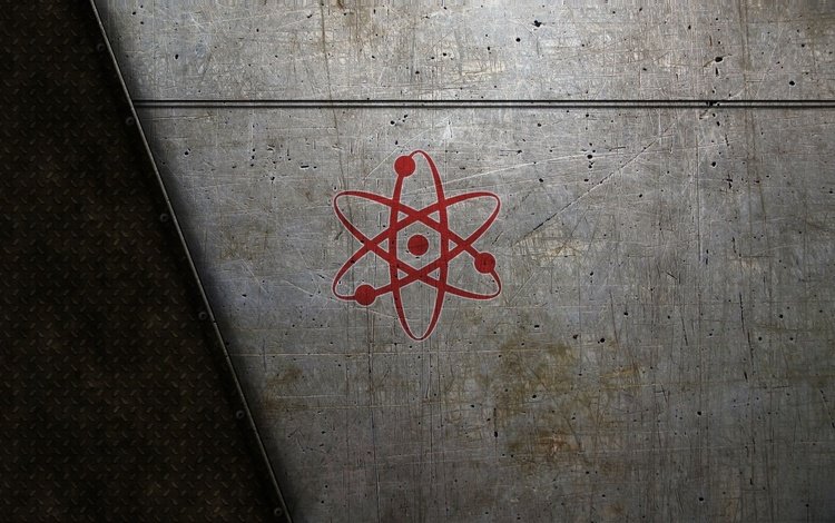 логотип, атамного ядра, на металле, logo, atomnogo kernel, on metal