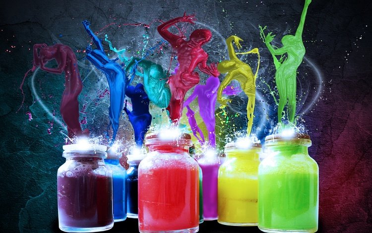 танцующие краски, dancing paint
