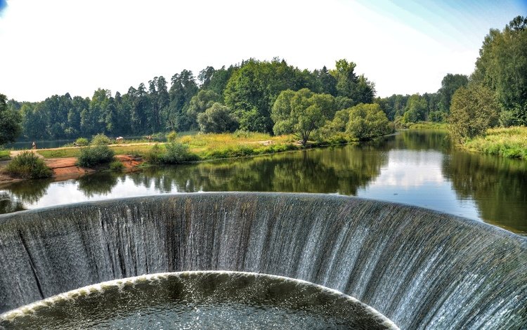 деревья, озеро, река, плотина, trees, lake, river, dam