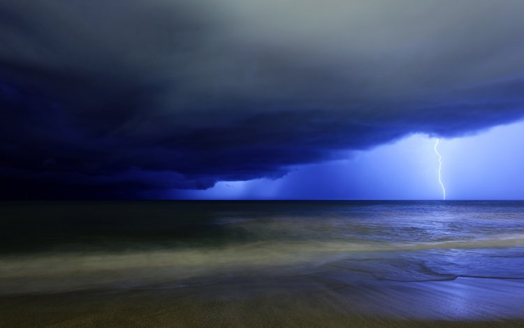 море, молния, гроза, туча, sea, lightning, the storm, cloud