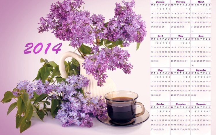 сирень, календарь, 2014 год, lilac, calendar, 2014