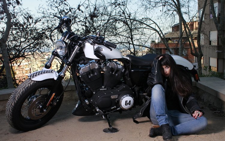 девушка, улица, мотоцикл, girl, street, motorcycle
