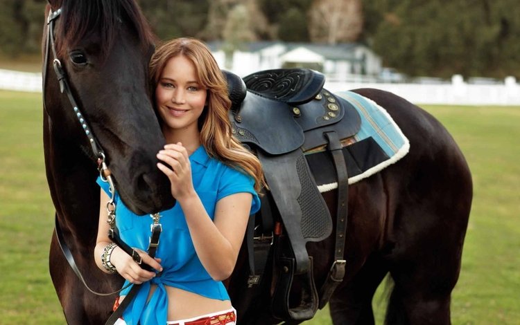 лошадь, улыбка, актриса, конь, милая девушка, дженнифер лоуренс, улыбка лошадь, horse, smile, actress, cute girl, jennifer lawrence, smile horse