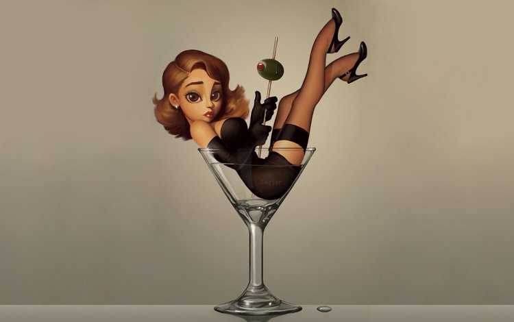 девушка в бокале мартини, the girl in the martini glass
