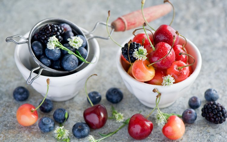 лето, черешня, ягоды, черника, посуда, ежевика, anna verdina, summer, cherry, berries, blueberries, dishes, blackberry