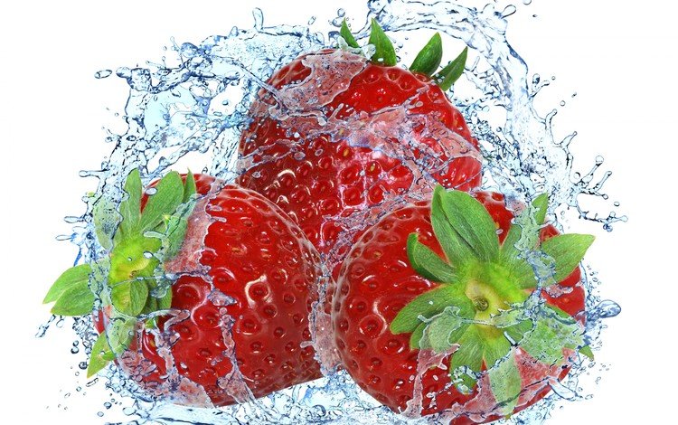 вода, капли, клубника, брызги, ягоды, всплеск, парное, water, drops, strawberry, squirt, berries, splash, fresh