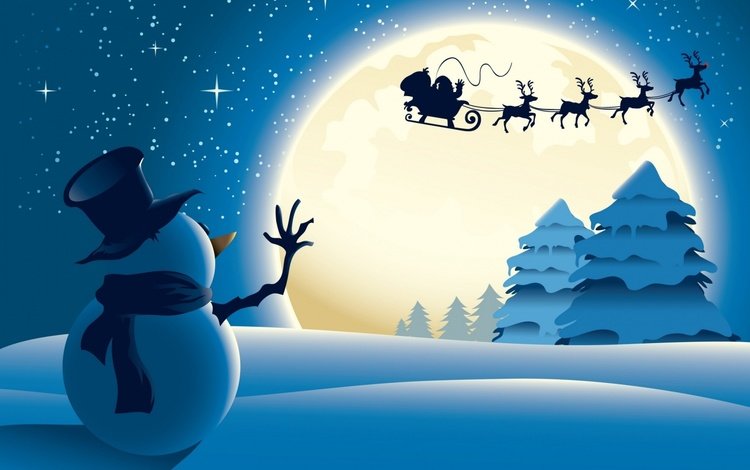 снег, снеговик, елки, олени, рождество, елочная, новогодние олени, snow, snowman, tree, deer, christmas, christmas reindeer