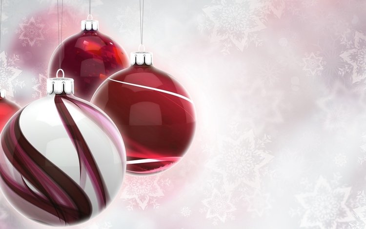 шары, снежинки, графика, краcный, клубки, елочная, balls, snowflakes, graphics, red, christmas