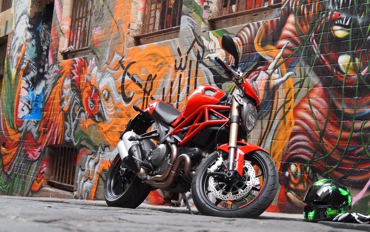 стена, мотоцикл, граффити, байк, мото, motorbikes, wall, motorcycle, graffiti, bike, moto