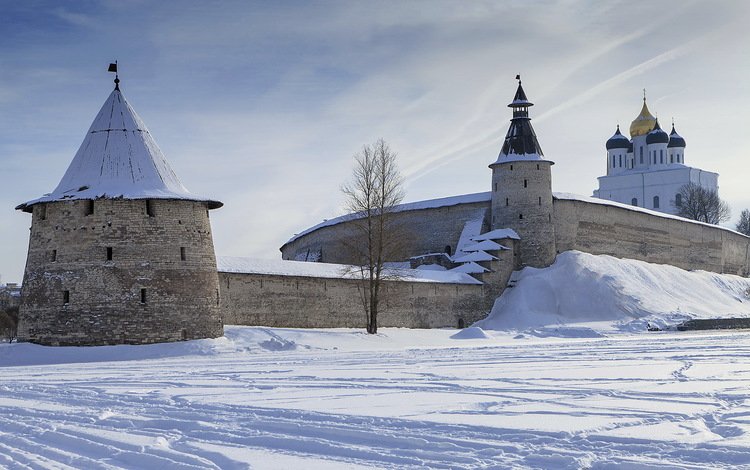 зима, собор, стена, winter, cathedral, wall