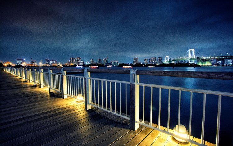 по, токио, ноч, waterfront, at, tokyo, night