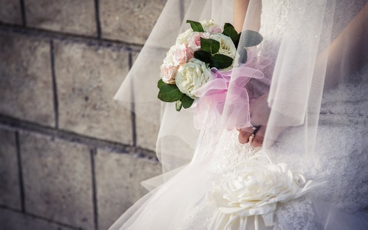 платье, букет, свадьба, невеста, dress, bouquet, wedding, the bride