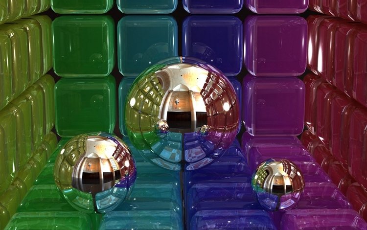 шары, кубы, 3д, цифровое искусство, balls, cuba, 3d, digital art