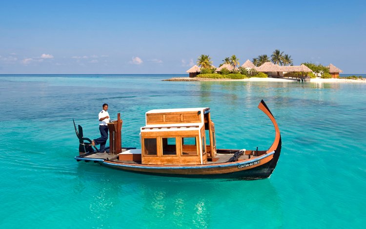 море, лодка, отдых, остров, тропики, мальдивы, sea, boat, stay, island, tropics, the maldives
