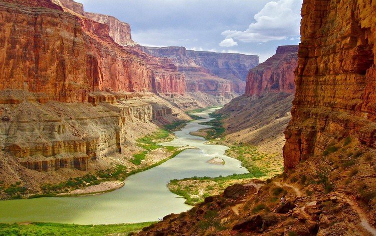 река, большой каньон, природа, пейзаж, скала, каньон, аризона, долина, национальный парк, river, the grand canyon, nature, landscape, rock, canyon, az, valley, national park