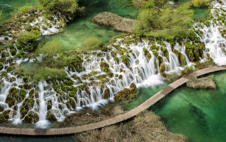 мост, хорватия, водопады, плитвицкие озёра, каскад, bridge, croatia, waterfalls, plitvice lakes, cascade