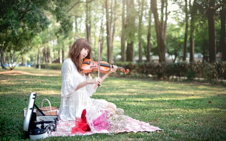 девушка, скрипка, музыка, азиатка, girl, violin, music, asian