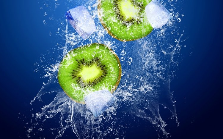 вода, капли, фрукты, лёд, брызги, киви, water, drops, fruit, ice, squirt, kiwi