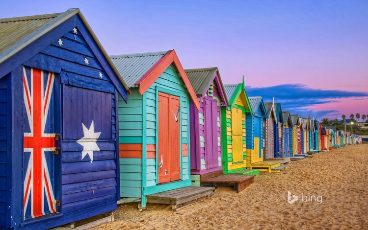 песок, пляж, разноцветные, домики, австралия, пляжные домики, пляжные хижины, sand, beach, colorful, houses, australia, beach houses