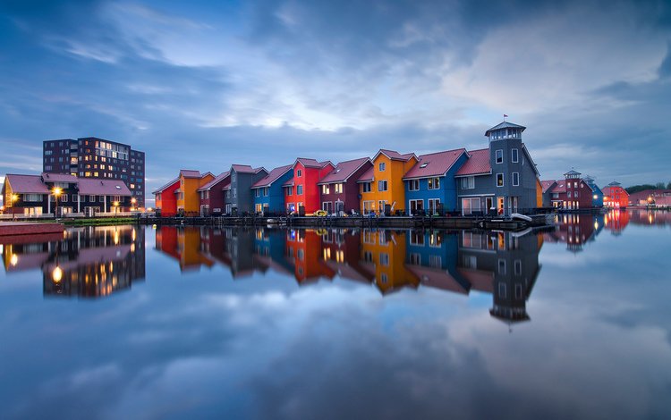 отражение, дома, нидерланды, гронинген, reflection, home, netherlands, groningen