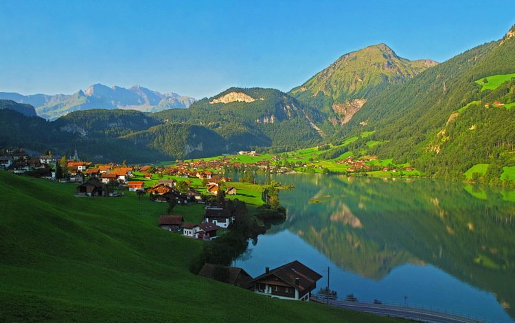 озеро, горы, пейзаж, швейцария, коммуна лунгерн, lake, mountains, landscape, switzerland, the municipality of lungern