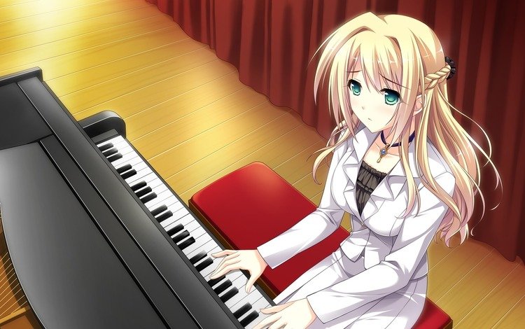 девушка, музыка, пианино, girl, music, piano