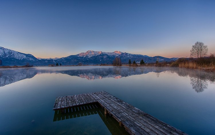 озеро, горы, отражение, причал, lake, mountains, reflection, pier