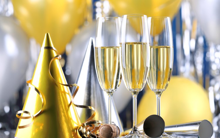 праздник, шампанское, фужеры, holiday, champagne, glasses