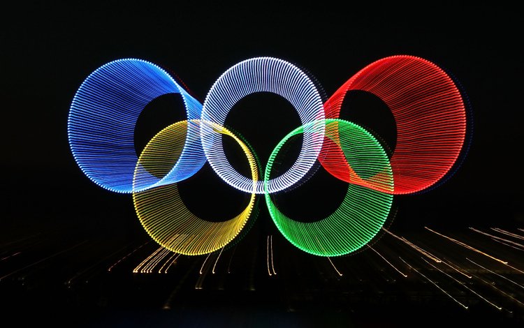 огни, абстракция, лучи, олимпиада, кольца, lights, abstraction, rays, olympics, ring