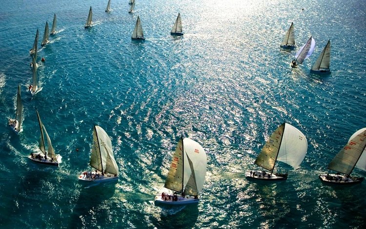 яхты, океан, паруса, регата, yachts, the ocean, sails, regatta