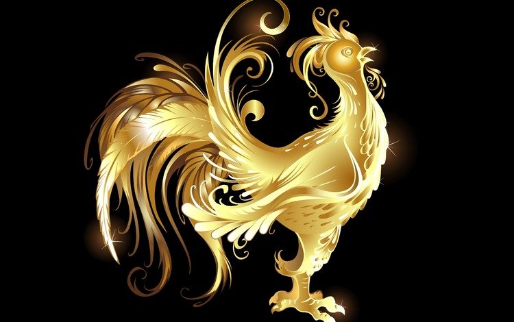 фон, птица, петух, эолотой, background, bird, cock, a golden