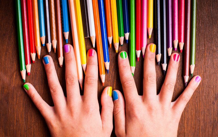 настроение, разноцветные, карандаши, руки, пальцы, цветные карандаши, маникюр, mood, colorful, pencils, hands, fingers, colored pencils, manicure