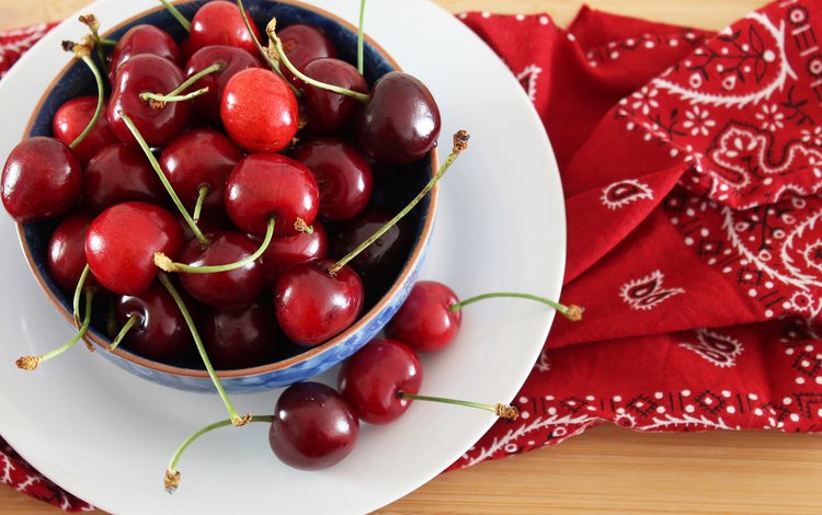 ягода, черешня, вишня, тарелка, berry, cherry, plate