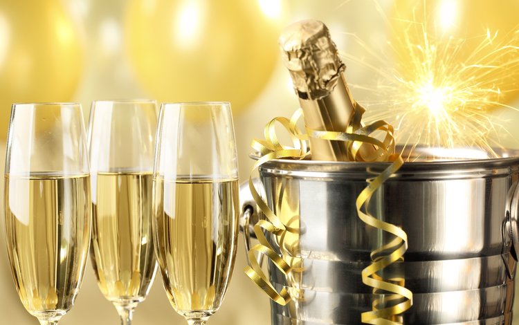 праздник, шампанское, фужеры, holiday, champagne, glasses