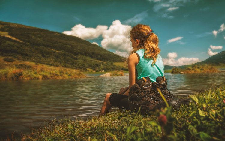 река, природа, девушка, river, nature, girl